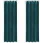 Preview: Verdunkelungsvorhänge mit Ösen 2 Stück Dunkelgrüner Samt