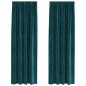 Preview: Verdunkelungsvorhänge mit Bändchen 2 Stück Dunkelgrün Samt