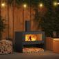 Preview: Feuerschale mit Schornstein Schwarz 80x50x96 cm Stahl