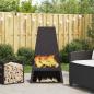 Preview: ARDEBO.de - Feuerstelle mit Holzlager Schwarz 60x35x100 cm Stahl