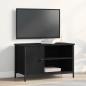 Preview: ARDEBO.de - TV-Schrank Schwarz Eiche 80x40x50 cm Tischlerplatten und Stahl