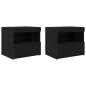 Preview: Nachttische mit LED-Lichtern 2 Stück Schwarz Eiche 50x40x45 cm