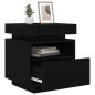 Preview: Nachttisch mit LED-Lichtern Schwarz Eiche 40x39x48,5 cm