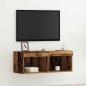 Preview: ARDEBO.de - TV-Wandregal mit LED-Lichtern aus altem Holz 80x30x30 cm