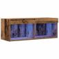 Preview: TV-Wandregal mit LED-Lichtern aus altem Holz 80x30x30 cm