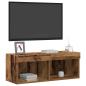 Preview: TV-Wandregal mit LED-Lichtern aus altem Holz 80x30x30 cm