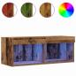 Preview: TV-Wandregal mit LED-Lichtern aus altem Holz 80x30x30 cm