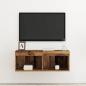 Preview: TV-Wandregal mit LED-Lichtern aus altem Holz 80x30x30 cm