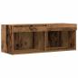 Preview: TV-Wandregal mit LED-Lichtern aus altem Holz 80x30x30 cm