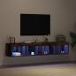 Preview: TV-Wandregale mit LED-Lichtern 2 Stück Alteiche 80x30x30 cm