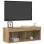 Preview: TV-Wandregal mit LED-Lichtern Artisan Eiche 80x30x30 cm