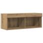 Preview: TV-Wandregal mit LED-Lichtern Artisan Eiche 80x30x30 cm
