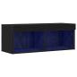 Preview: TV-Wandschrank mit LED-Lichtern Schwarz Eiche 80x30x30 cm