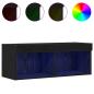 Preview: TV-Wandschrank mit LED-Lichtern Schwarz Eiche 80x30x30 cm