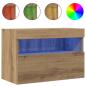 Preview: TV-Wandregal mit LED-Lichtern Artisan Eiche 60x30x40 cm