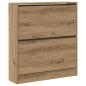 Preview: Schuhschrank mit Klappschublade, geräucherte Eiche 80x21x87,5 cm