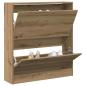 Preview: Schuhschrank mit Klappschublade, geräucherte Eiche 80x21x87,5 cm