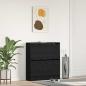 Preview: ARDEBO.de - Schuhschrank mit Klappschublade Schwarz Eiche 80x21x87,5 cm