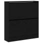 Preview: Schuhschrank mit Klappschublade Schwarz Eiche 80x21x87,5 cm