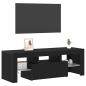 Preview: TV-Schrank mit LED-Lichtern, schwarz, Eiche, 120x35x40 cm