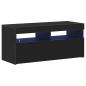 Preview: TV-Schrank mit LED-Lichtern, Schwarz, Eiche, 90x35x40 cm, Holzwerkstoff