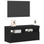 Preview: TV-Schrank mit LED-Lichtern, Schwarz, Eiche, 90x35x40 cm, Holzwerkstoff