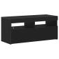 Preview: TV-Schrank mit LED-Lichtern, Schwarz, Eiche, 90x35x40 cm, Holzwerkstoff