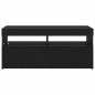 Preview: TV-Schrank mit LED-Lichtern, Schwarz, Eiche, 90x35x40 cm, Holzwerkstoff