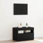 Preview: ARDEBO.de - TV-Schrank mit LED-Lichtern in Schwarz und Eiche, 60x35x40 cm, Holzwerkstoff