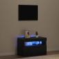 Preview: TV-Schrank mit LED-Lichtern in Schwarz und Eiche, 60x35x40 cm, Holzwerkstoff