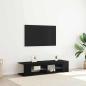 Preview: ARDEBO.de - TV-Schrank schwarz mit LED-Lichtern aus Eiche 135x39x30cm aus Ingenieurholz