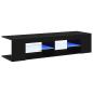 Preview: TV-Schrank schwarz mit LED-Lichtern aus Eiche 135x39x30cm aus Ingenieurholz