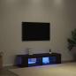 Preview: TV-Schrank schwarz mit LED-Lichtern aus Eiche 135x39x30cm aus Ingenieurholz