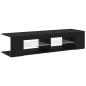 Preview: TV-Schrank schwarz mit LED-Lichtern aus Eiche 135x39x30cm aus Ingenieurholz