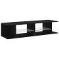 Preview: TV-Schrank schwarz mit LED-Lichtern aus Eiche 135x39x30cm aus Ingenieurholz