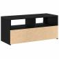 Preview: ARDEBO.de - TV-Schrank mit LED-Lichtern, schwarz und Eiche, 90x39x30 cm, Holzwerkstoff
