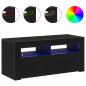 Preview: TV-Schrank mit LED-Lichtern, schwarz und Eiche, 90x39x30 cm, Holzwerkstoff