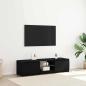 Preview: ARDEBO.de - TV-Schrank mit LED-Lichtern in Schwarz und Eiche, 140x40x35,5 cm, aus Holzwerkstoff