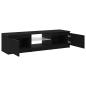 Preview: TV-Schrank mit LED-Lichtern in Schwarz und Eiche, 140x40x35,5 cm, aus Holzwerkstoff