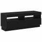 Preview: TV-Schrank mit LED-Leuchten, Schwarz und Eiche, 100x35x40 cm, Holzwerkstoff