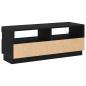 Preview: TV-Schrank mit LED-Leuchten, Schwarz und Eiche, 100x35x40 cm, Holzwerkstoff