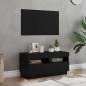 Preview: ARDEBO.de - TV-Schrank mit LED-Lichtern, Schwarz und Eiche, 80x35x40 cm aus Holzwerkstoff