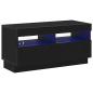 Preview: TV-Schrank mit LED-Lichtern, Schwarz und Eiche, 80x35x40 cm aus Holzwerkstoff