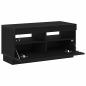 Preview: TV-Schrank mit LED-Lichtern, Schwarz und Eiche, 80x35x40 cm aus Holzwerkstoff