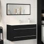 Preview: ARDEBO.de - Waschbeckenschrank mit Spiegel Schwarz Eiche 90x45x1,5 cm Holzwerkstoff