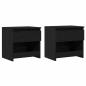 Preview: Nachttische 2er Set Schwarz Eiche 40x30x39 cm Holzwerkstoff