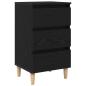 Preview: Nachttisch mit Holzbein Schwarz Eiche 40x35x69 cm