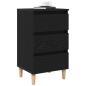 Preview: Nachttisch mit Holzbein Schwarz Eiche 40x35x69 cm