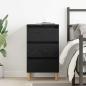 Preview: Nachttisch mit Holzbein Schwarz Eiche 40x35x69 cm