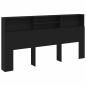 Preview: Schwarzes Eichenkopfteil Schrank, 200x19x103,5 cm, Holzwerkstoff